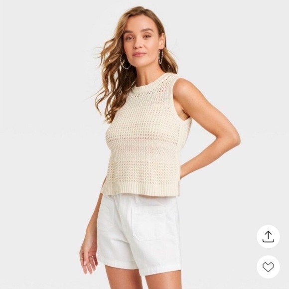 NWT Universal Threads Cottonblend Knit Sweater Tank Top Cream/Ivory  Size Small - Picture 1 of 12